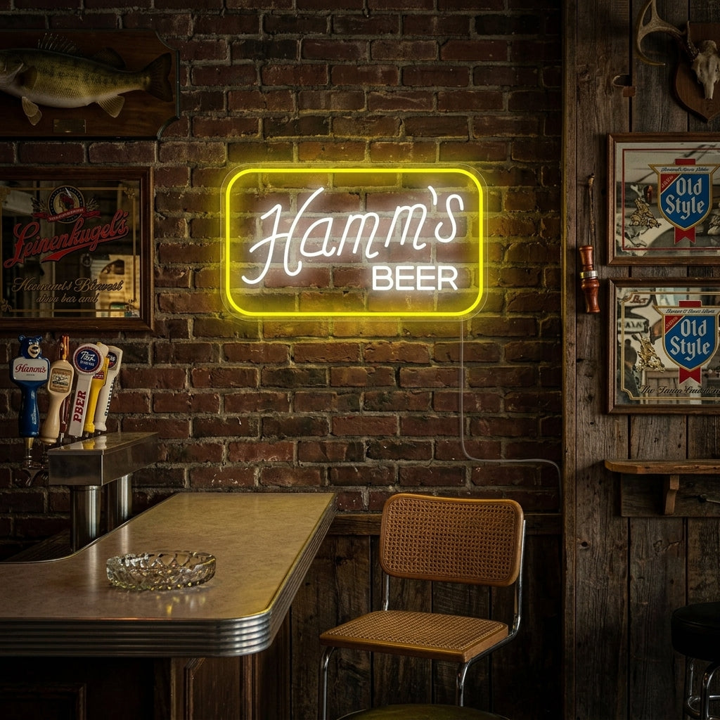 "Hamms Ølbar" Neonskilt