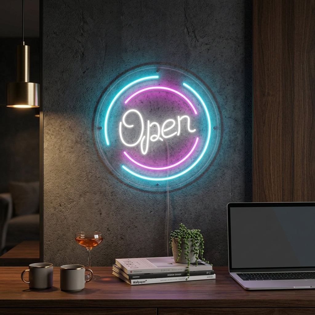 "Open-Bokstaver I Sirkler" Neonskilt