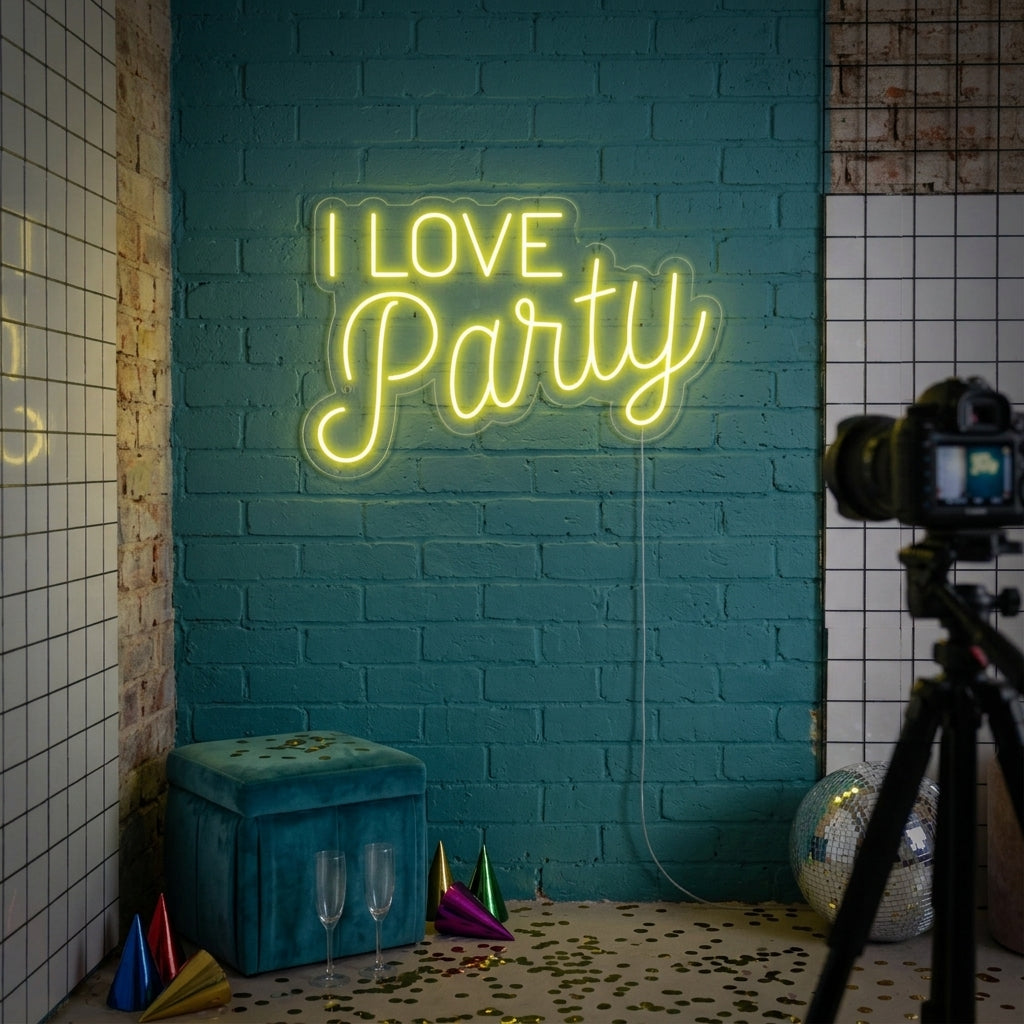"I Love Party" Neonskilt
