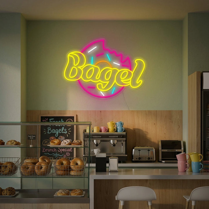 "Bagel For Bakeri Kakebutikk" Neonskilt