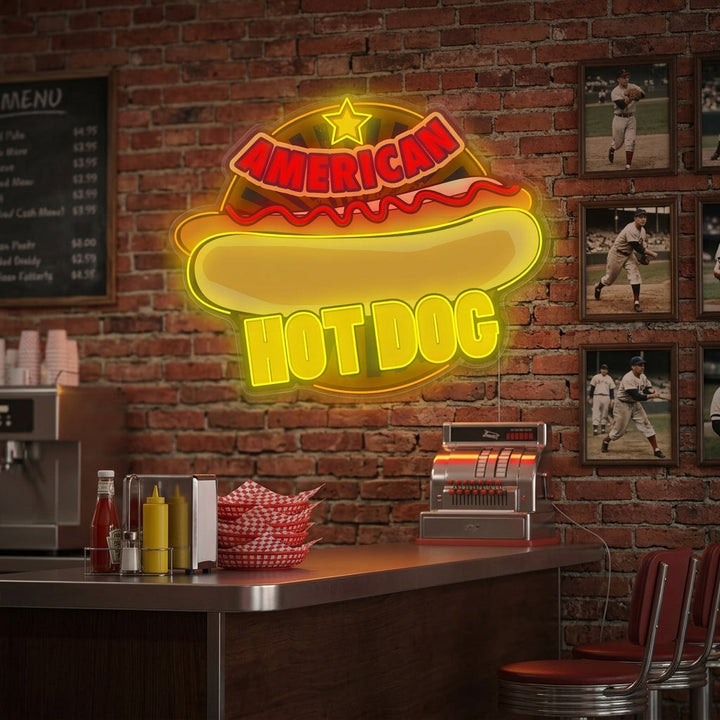 "American Hot Dog" Neonskilt