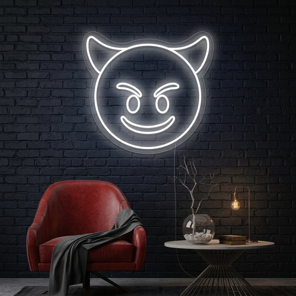 "Djevel Emoji" Neonskilt