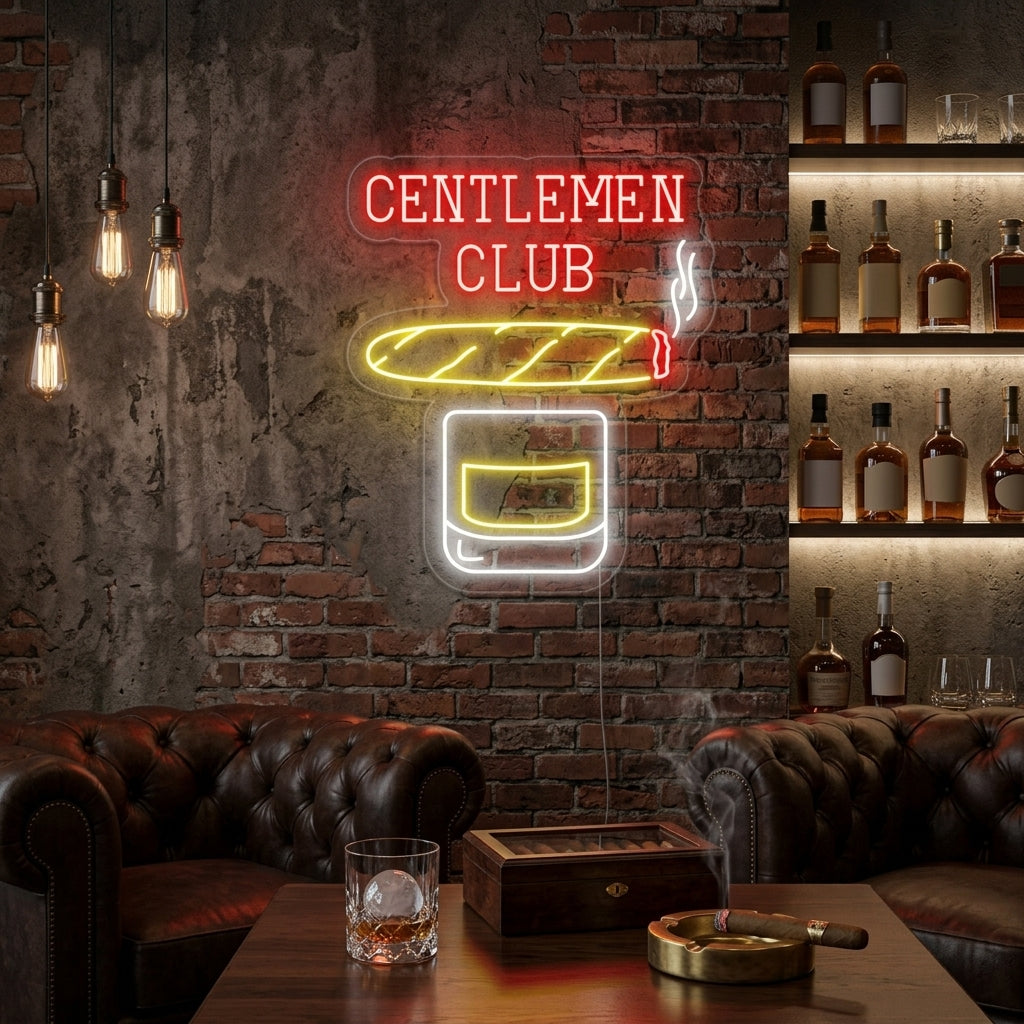 "Gentlemen Club Whisky Sigar" Neonskilt