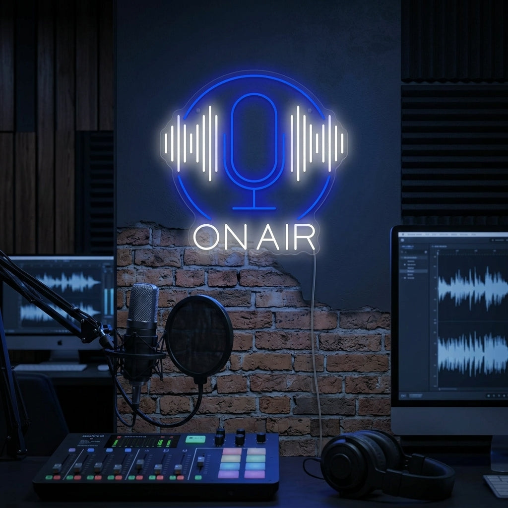 "Podcast på lufta" Neonskilt