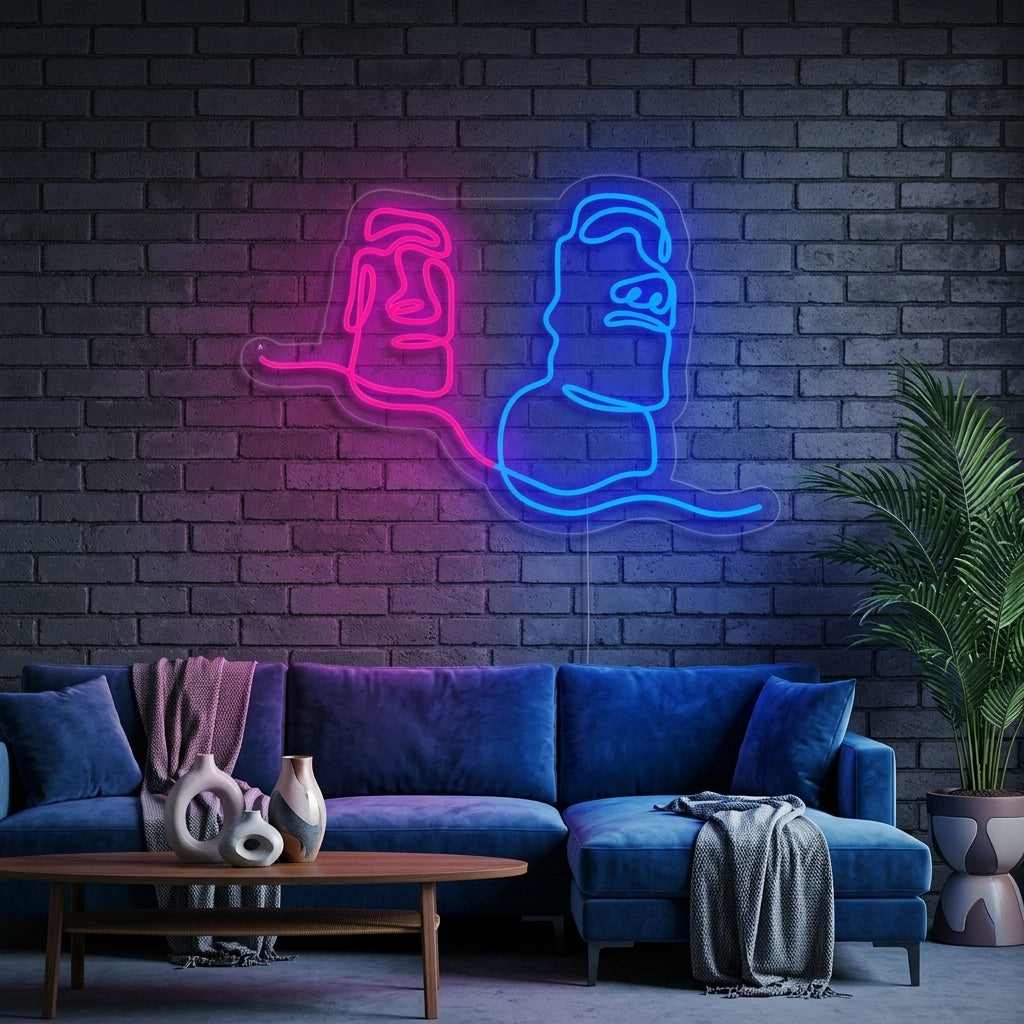 "Moai Easter Island Kjempestatus Chile" Neonskilt