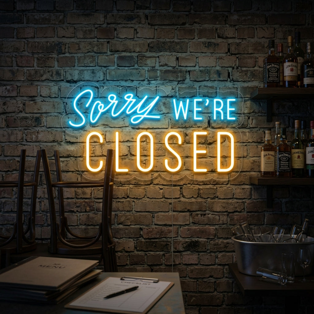 "Sorry We Are Closed" Neonskilt