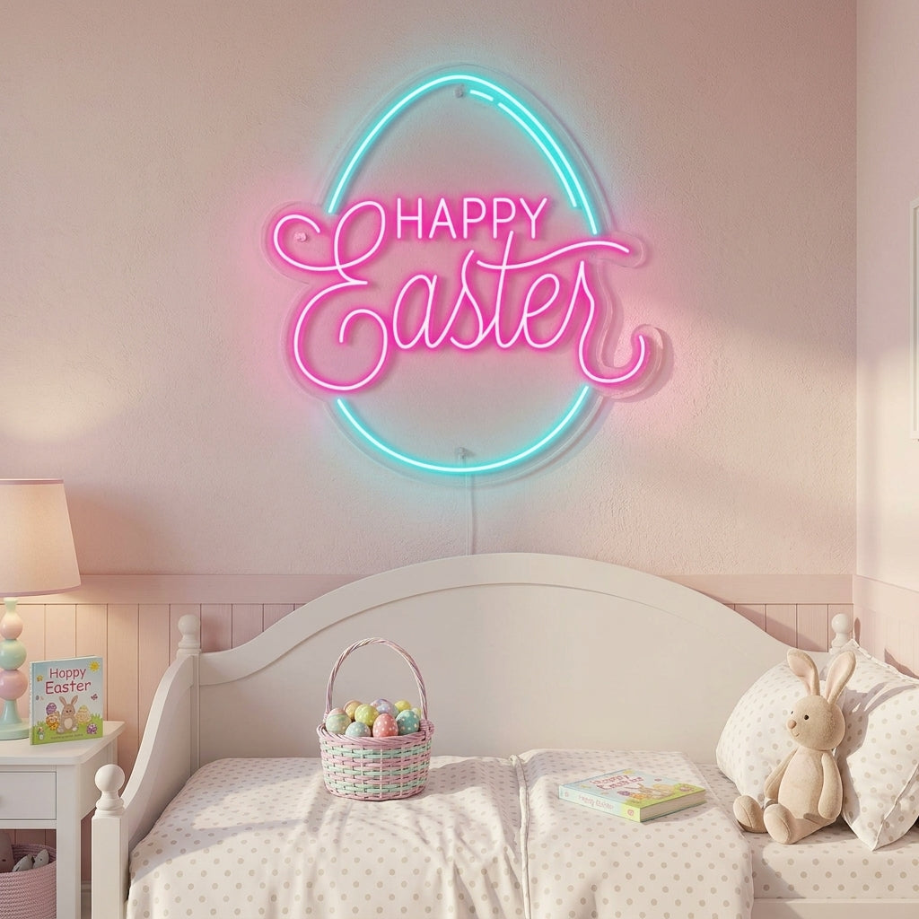 "Egg, Happy Easter" Neonskilt