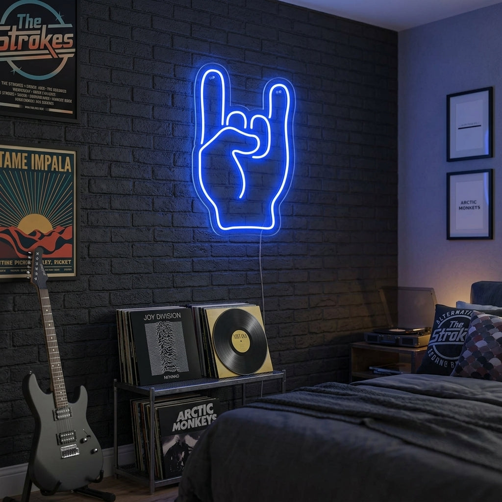 "Rock Hand" Neonskilt