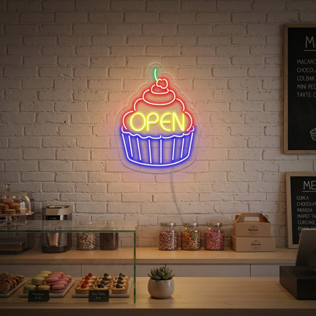"Cupcake Open" Neonskilt