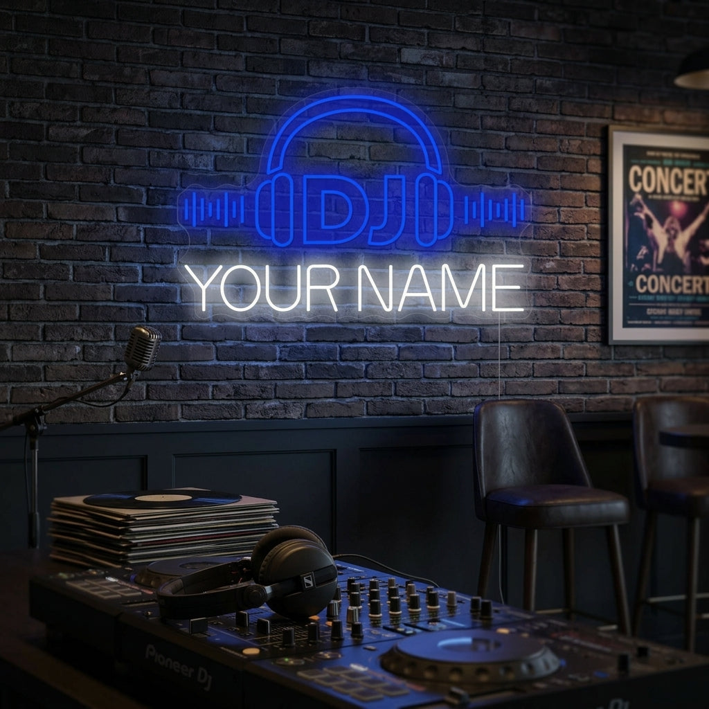"Egendefinert DJ-logo" Neonskilt