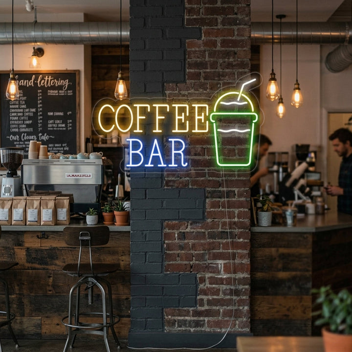 "Kaffekopp, Coffee Bar" Neonskilt