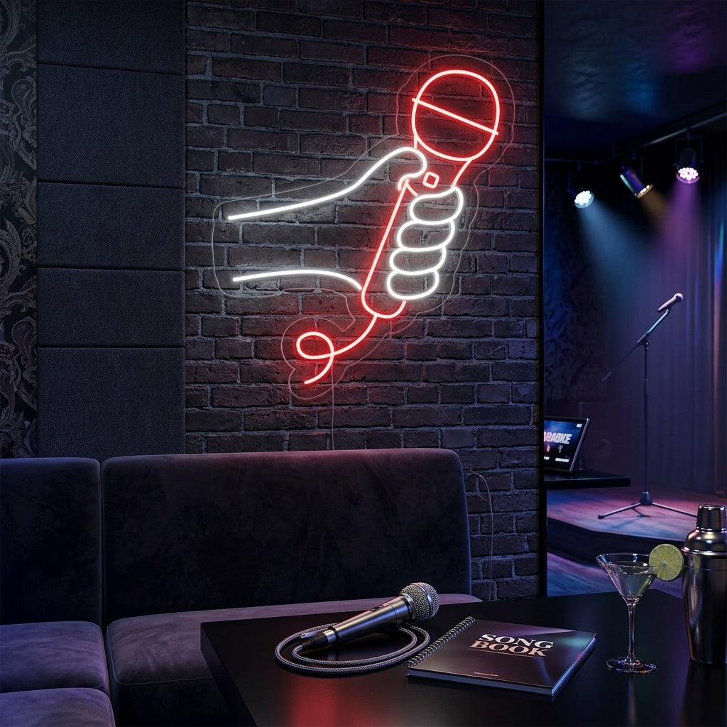 "Mikrofon Karaoke" Neonskilt