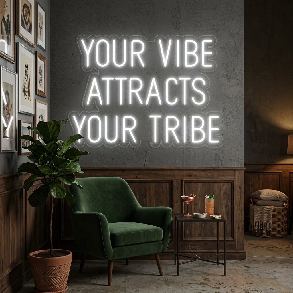 "Your Vibe Attracts Your Tribe, Bryllup" Neonskilt