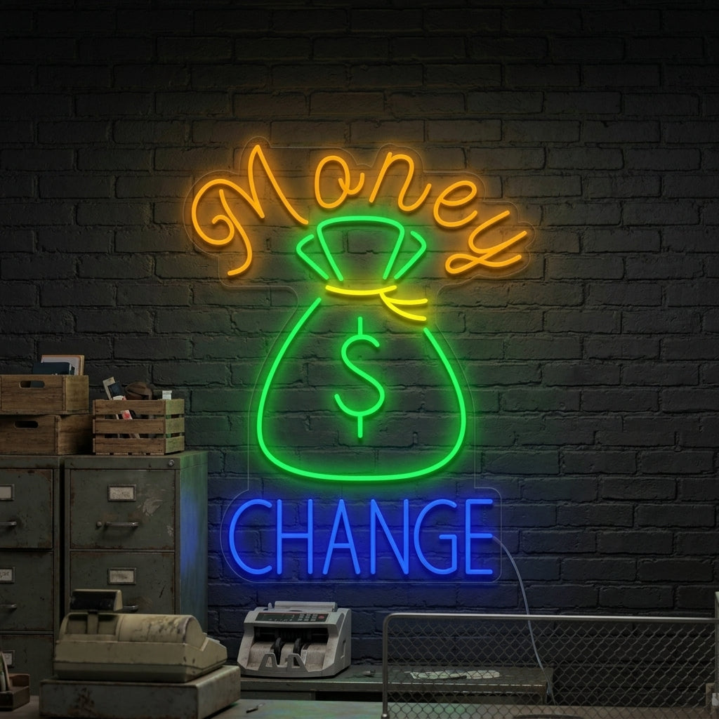 "Pengeveksling" Neonskilt