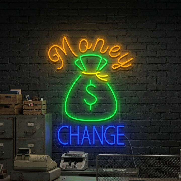 "Pengeveksling" Neonskilt