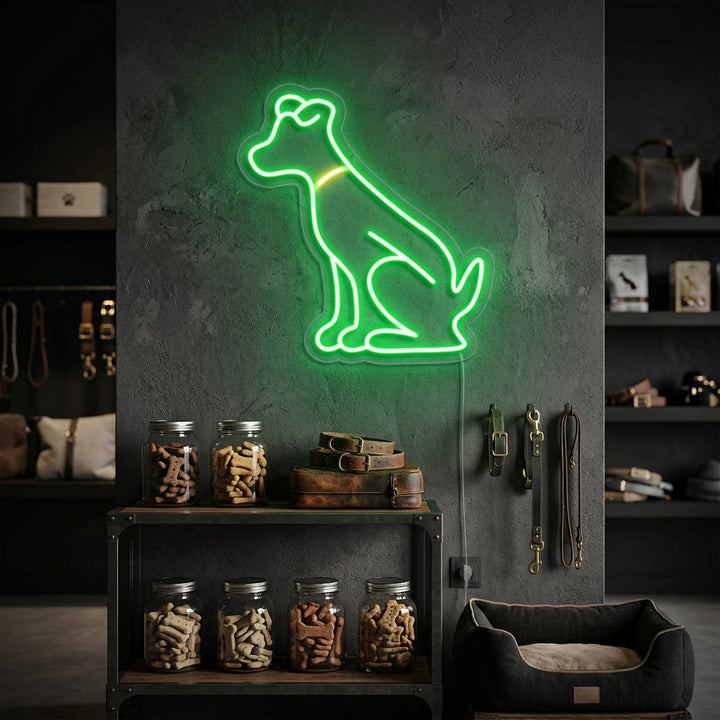 "Grønn Hund, Dyr" Neonskilt