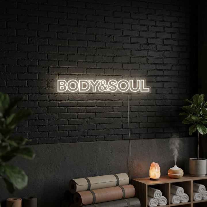 "Body And Soul, Gym Dekor, Gym Sitater, Fitness Sitater, Trenings Sitater, Trening Sitater" Neonskilt