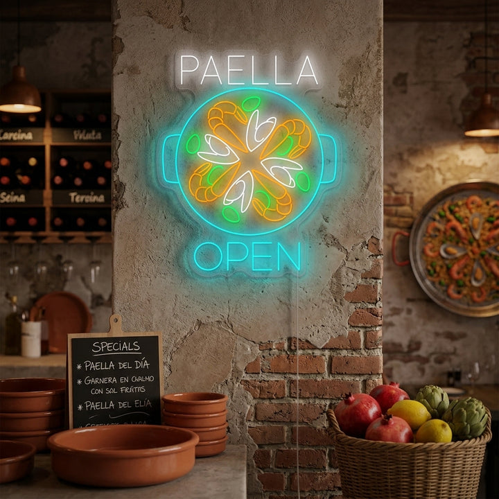 "Paella Open" Neonskilt