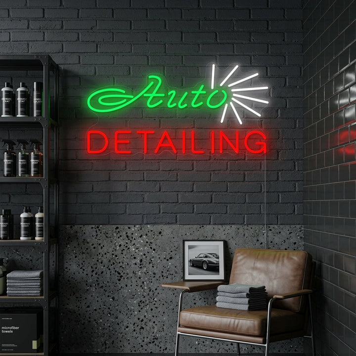 "Butikk, Auto Detailing" Neonskilt