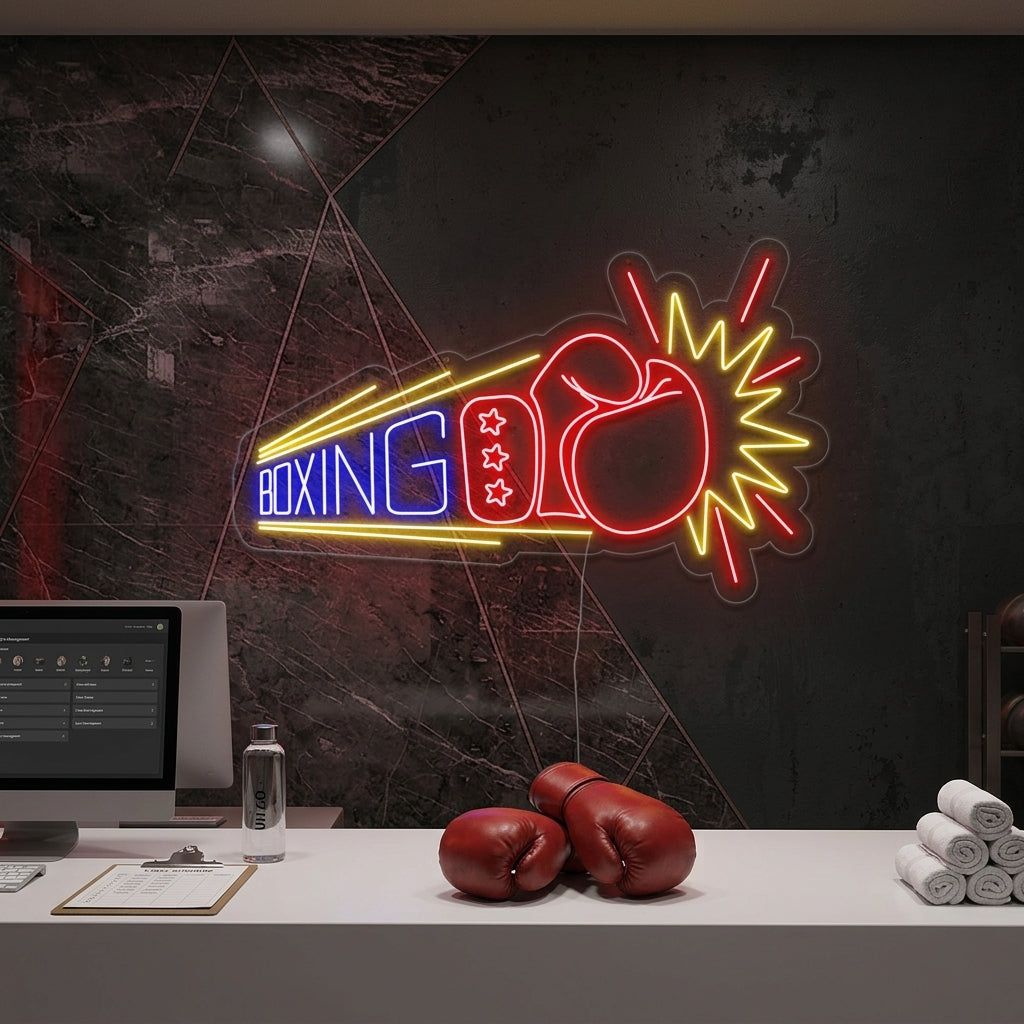"Boxing, Boksehansker" Neonskilt