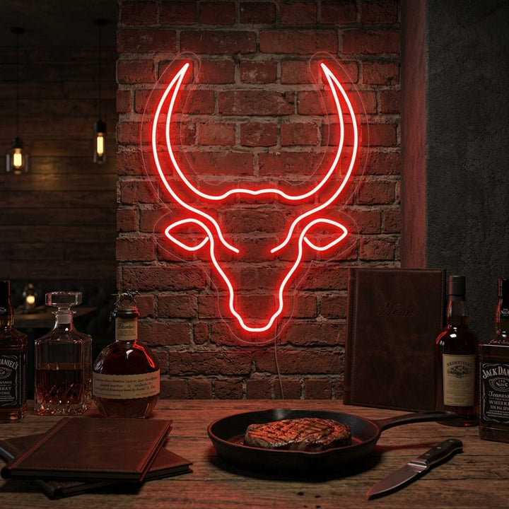 "Bull Skull Cow" Neonskilt
