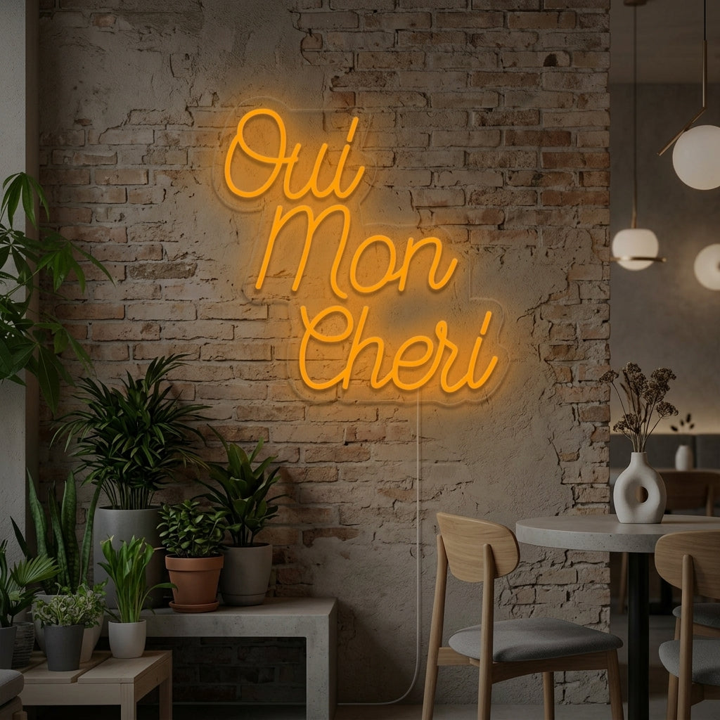 "Oui Mon Cheri French Oh Sweety" Neonskilt