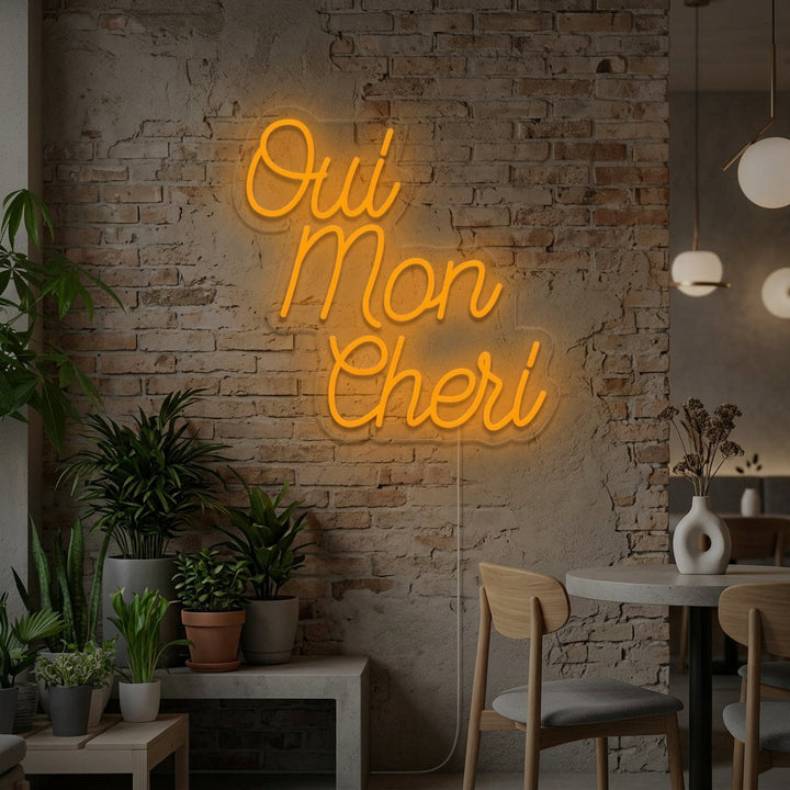 "Oui Mon Cheri French Oh Sweety" Neonskilt