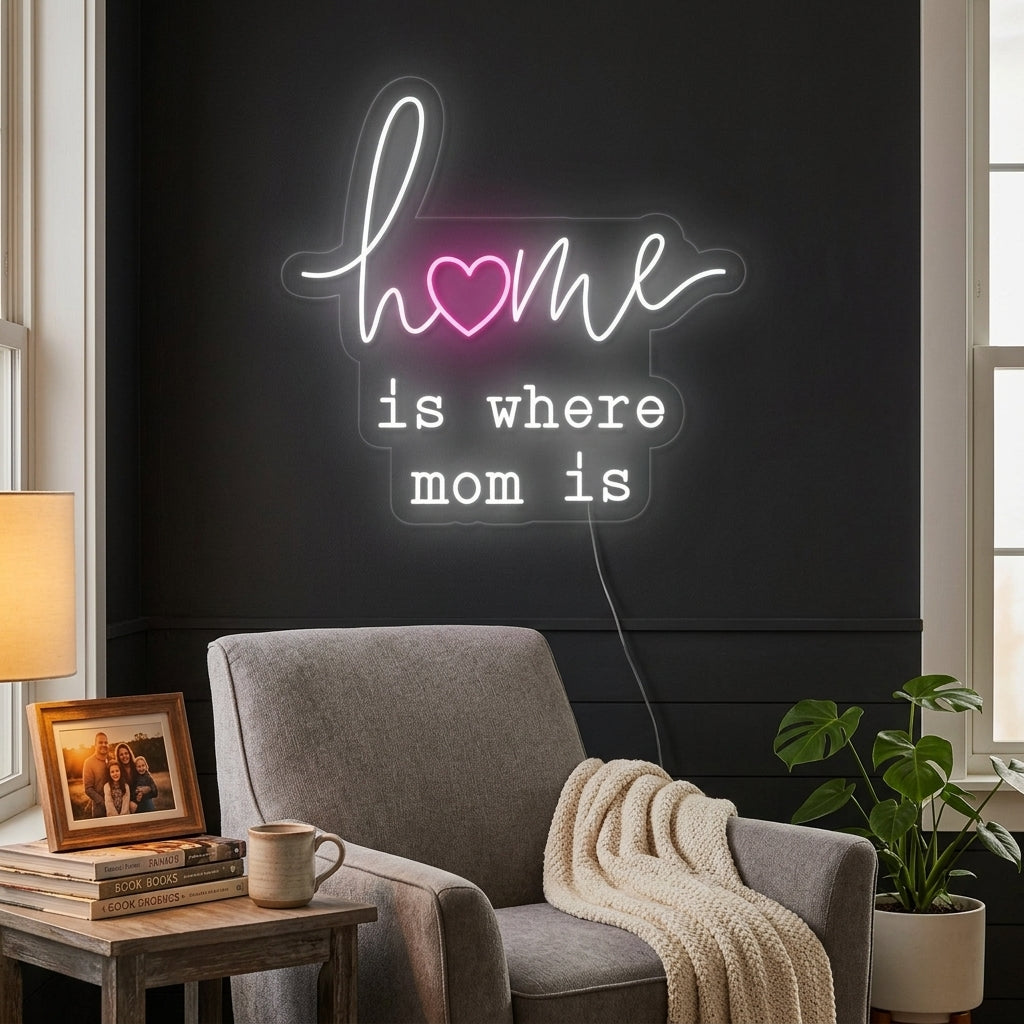 "Home Is Where Mom Is" Neonskilt