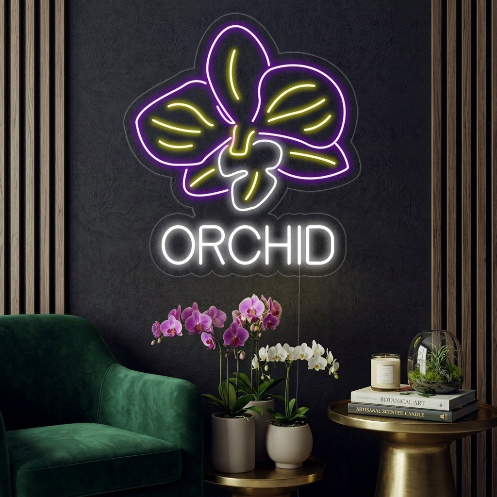 "Orchid, orkideblomst" Neonskilt