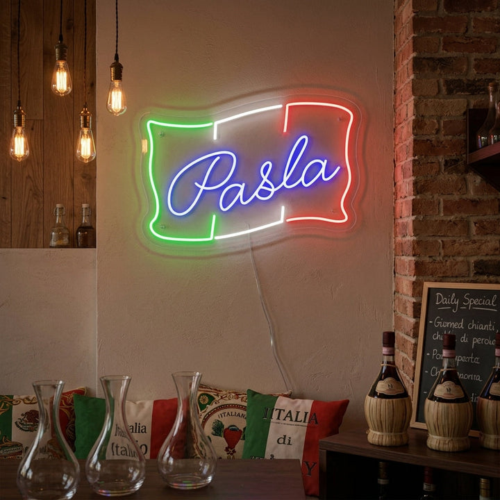 "PASTA, Italiensk mat" Neonskilt