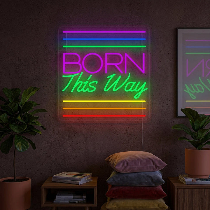 "Regnbueflagg Lgbt-Pride Unikt, Born This Way" Neonskilt