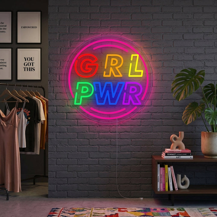 "Girl Power with Circle" Neonskilt