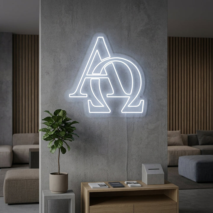 "Kristent Symbol Alfa Omega" Neonskilt