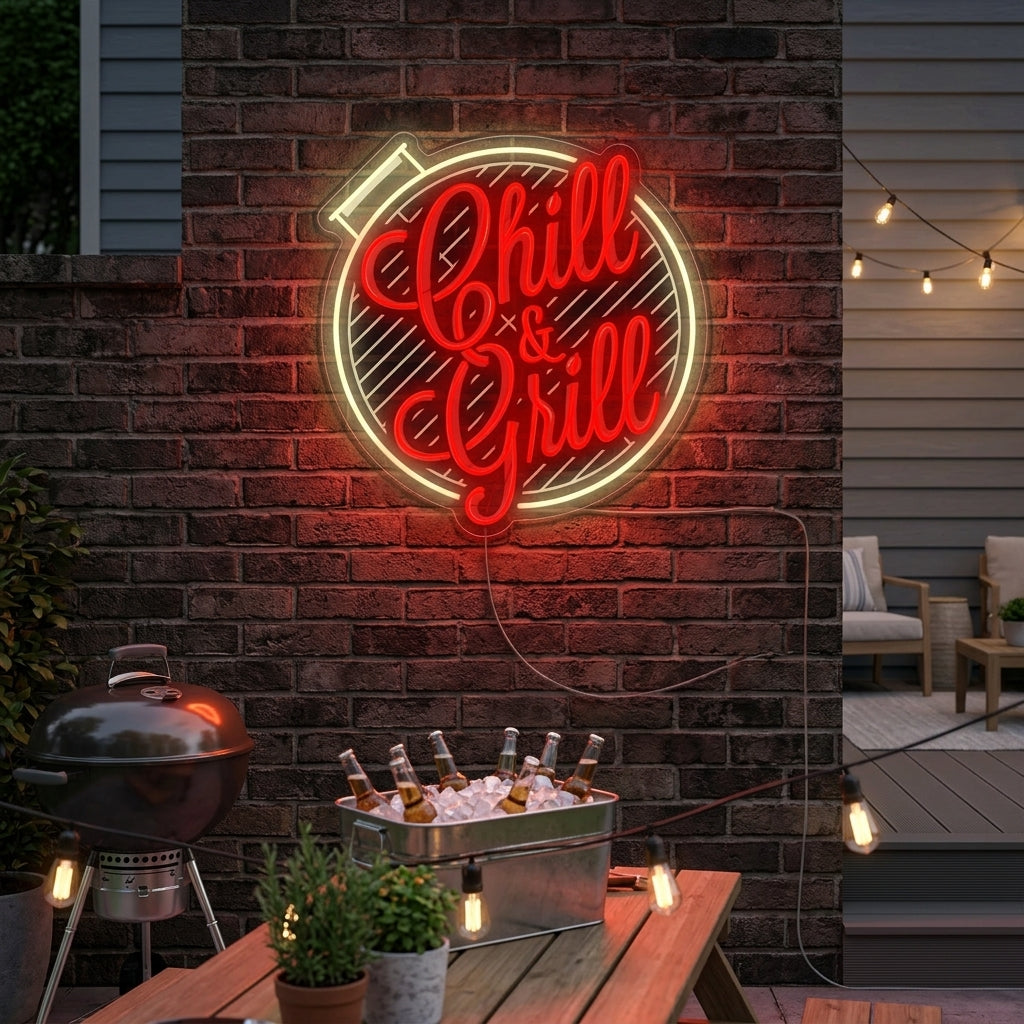 "Chill And Grill" Neonskilt