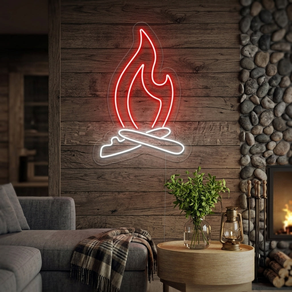 "Leirbålets Flamme" Neonskilt