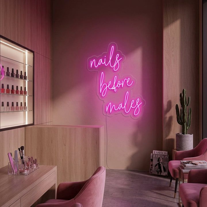 "Nails Before Males" Neonskilt