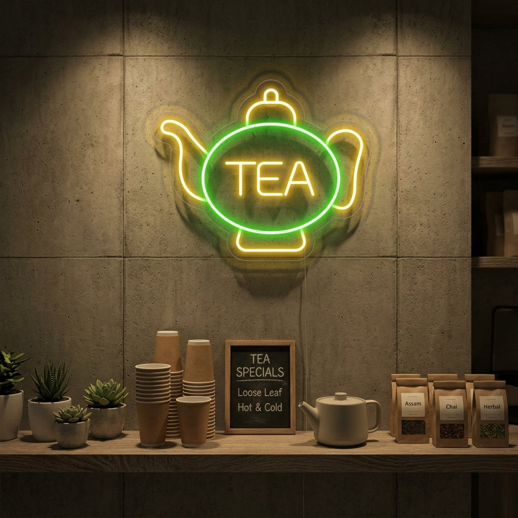 "Tea, Tekopp" Neonskilt