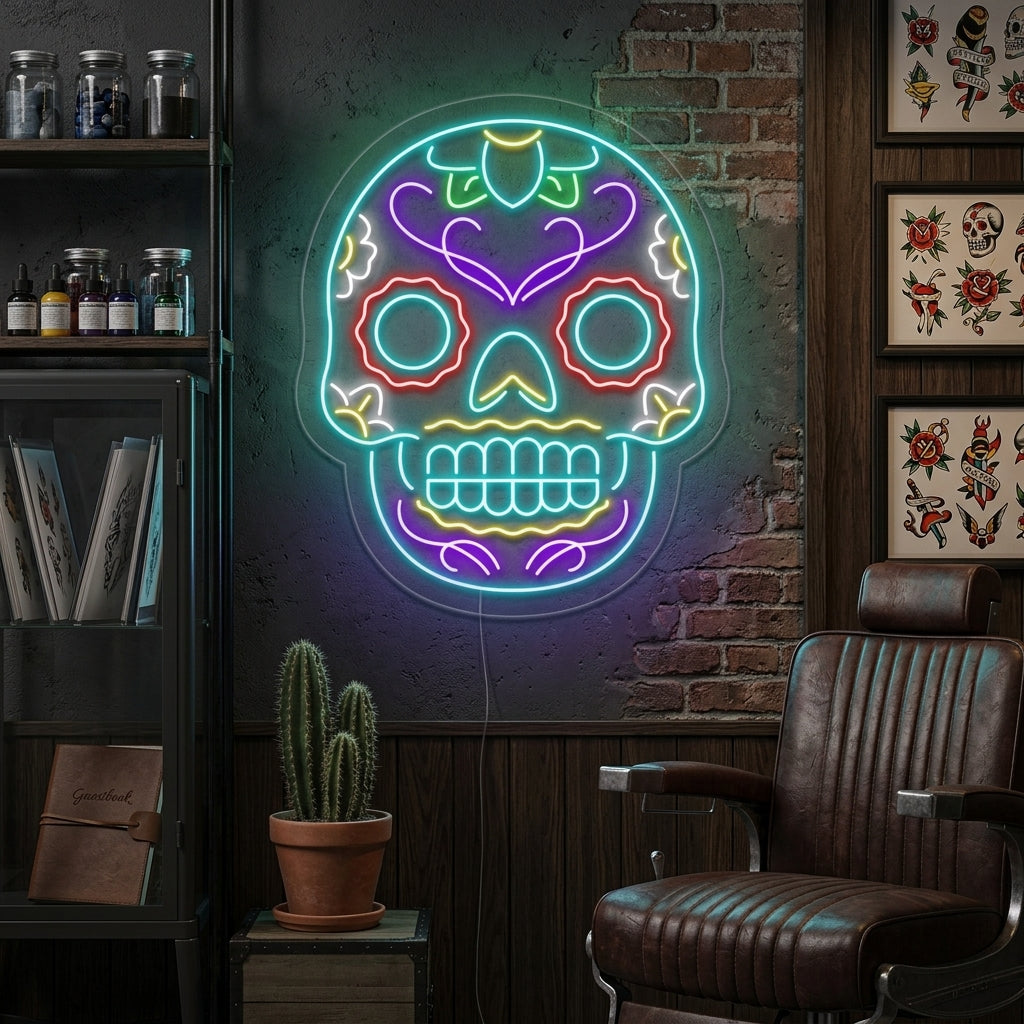 "Tatovering Hodeskalle" Neonskilt