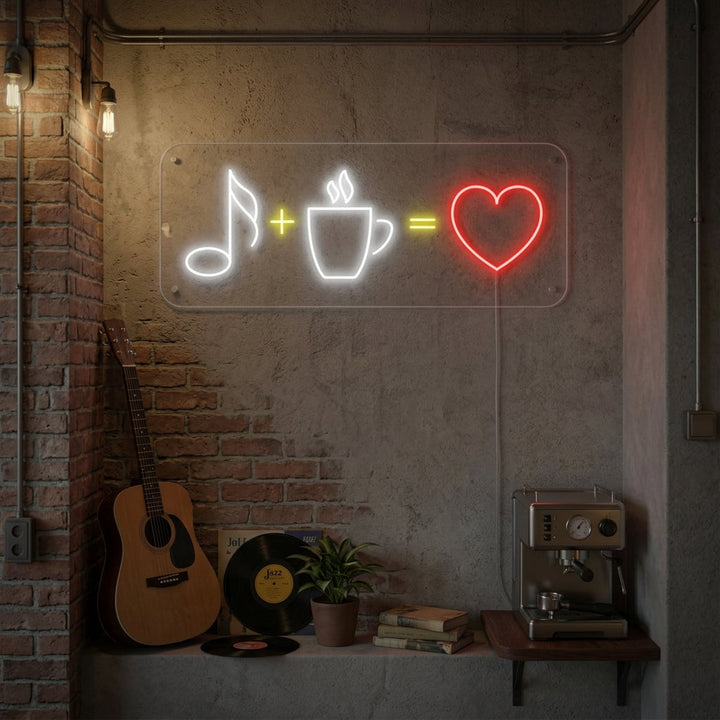 "Kaffe Musikk Kjærlighet" Neonskilt