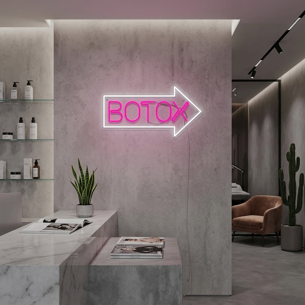 "Botox Kosmetikkbutikk Hudpleiesenter" Neonskilt