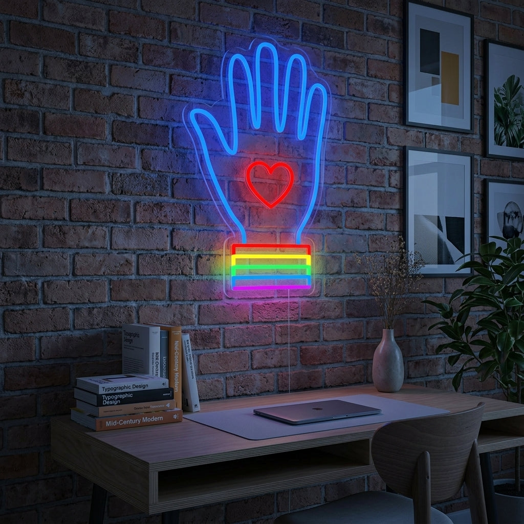 "Regnbueflagg Lgbt-Pride Unikt, Hånd" Neonskilt
