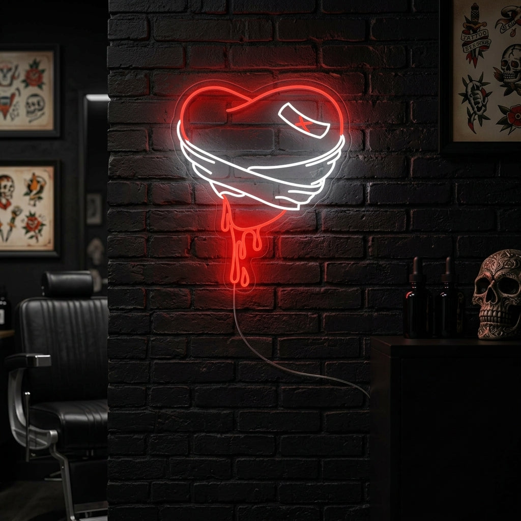 "Blødende Knust Hjerte" Neonskilt