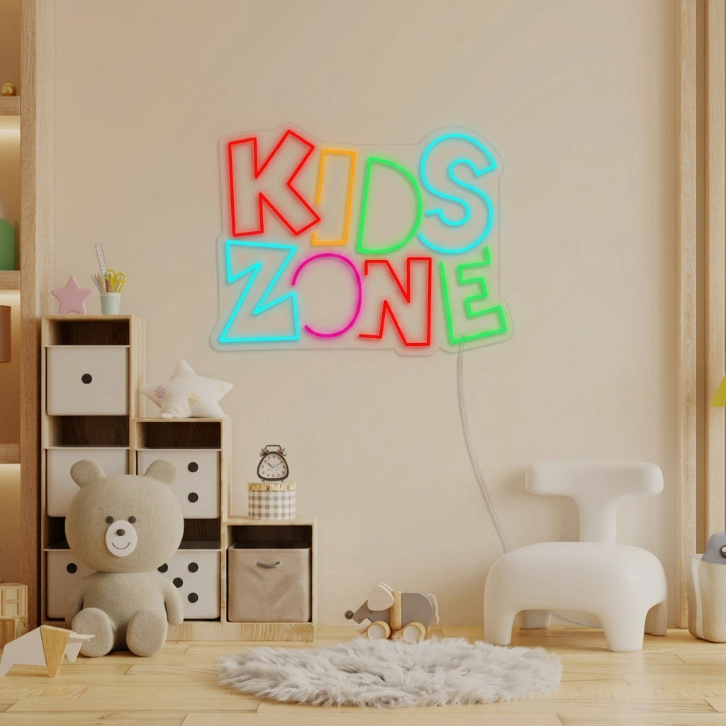 "Kids Zone, Barnerom dekor" Neonskilt
