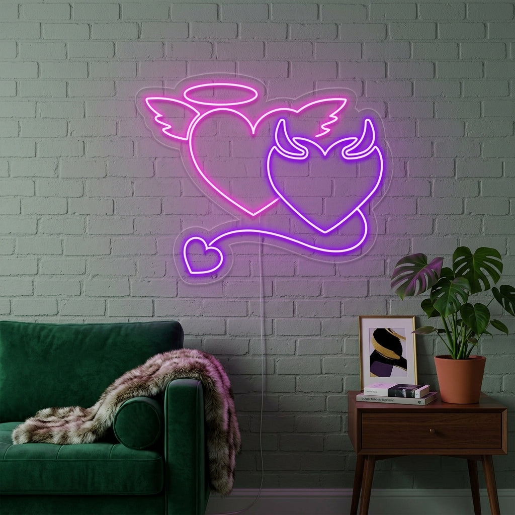 "djevel engel" Neonskilt