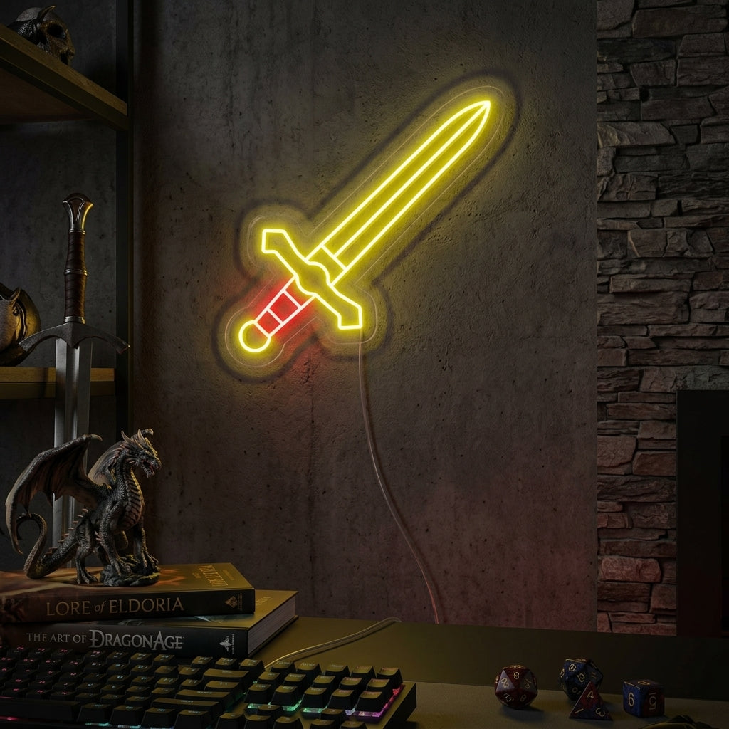 "Metalldolk Riddersverd" Neonskilt