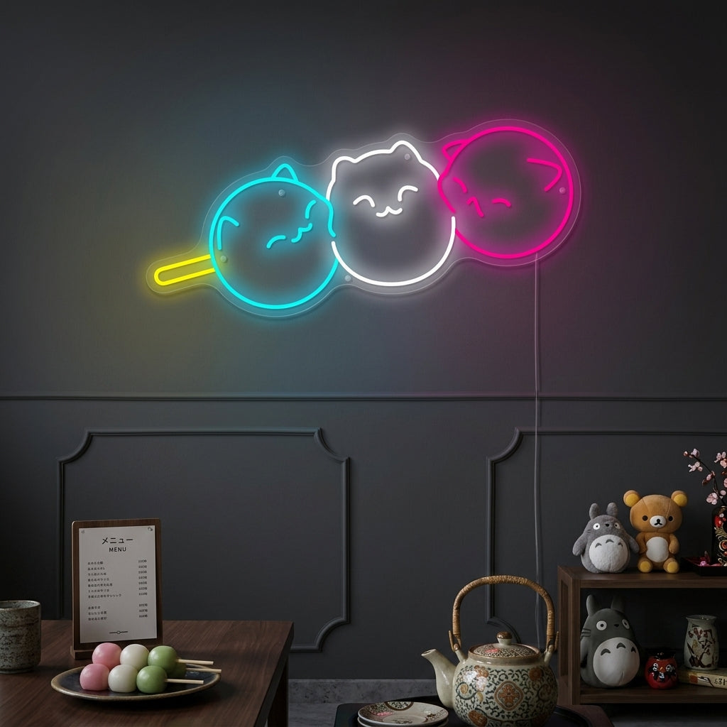 "Kawaii japansk Dango Cat Dango" Neonskilt