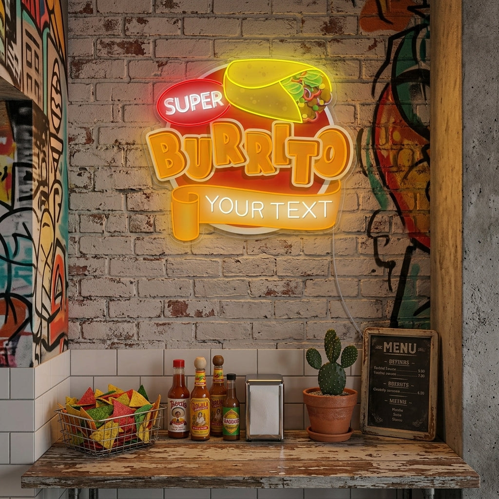 "Egendefinert Burrito-logo" Neonskilt