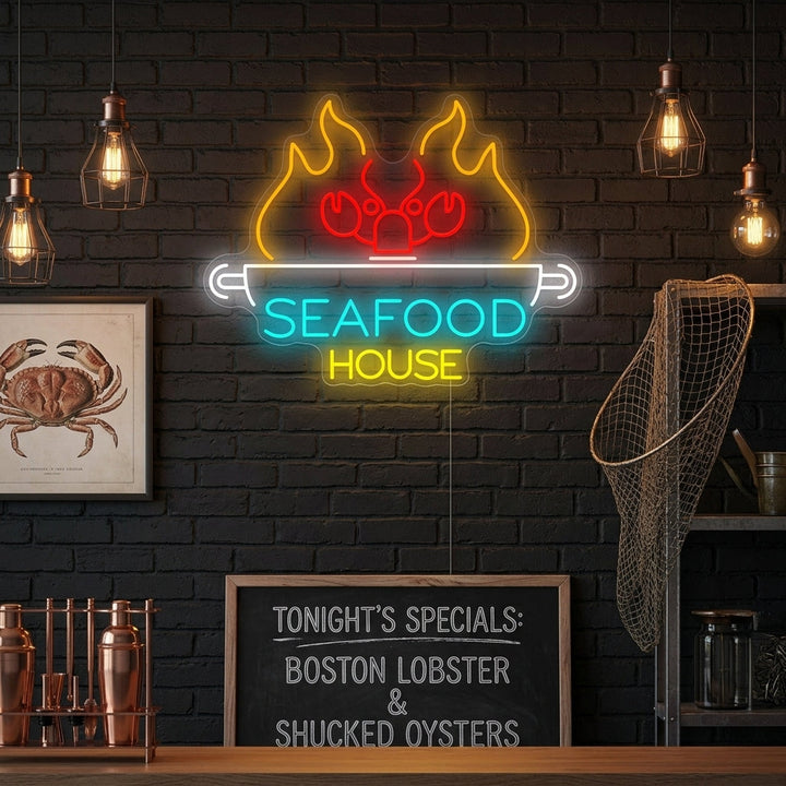 "Seafood House" Neonskilt