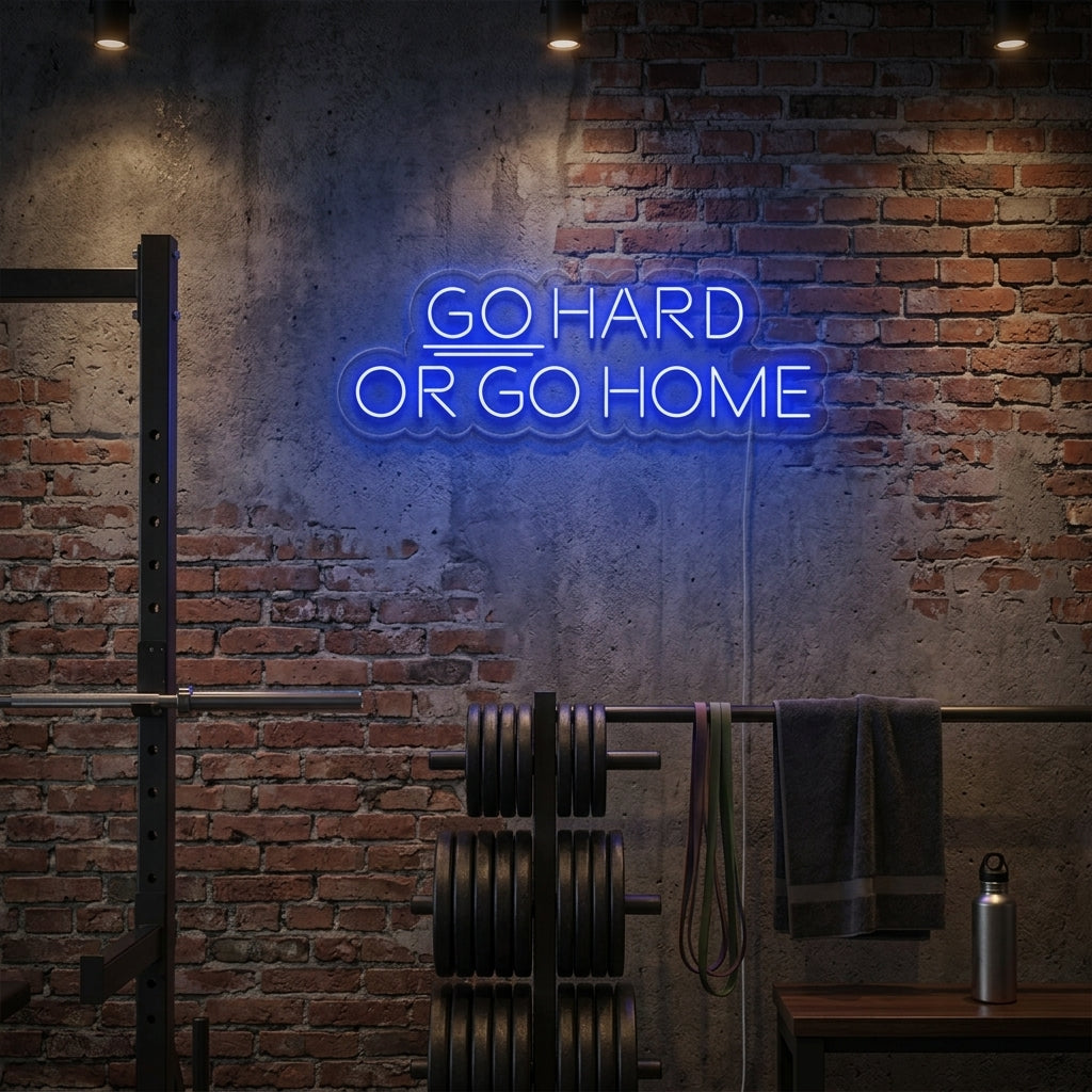 "Go Hard Or Go Home, Gym Dekor, Gym Sitater, Fitness Sitater, Trening Sitater" Neonskilt