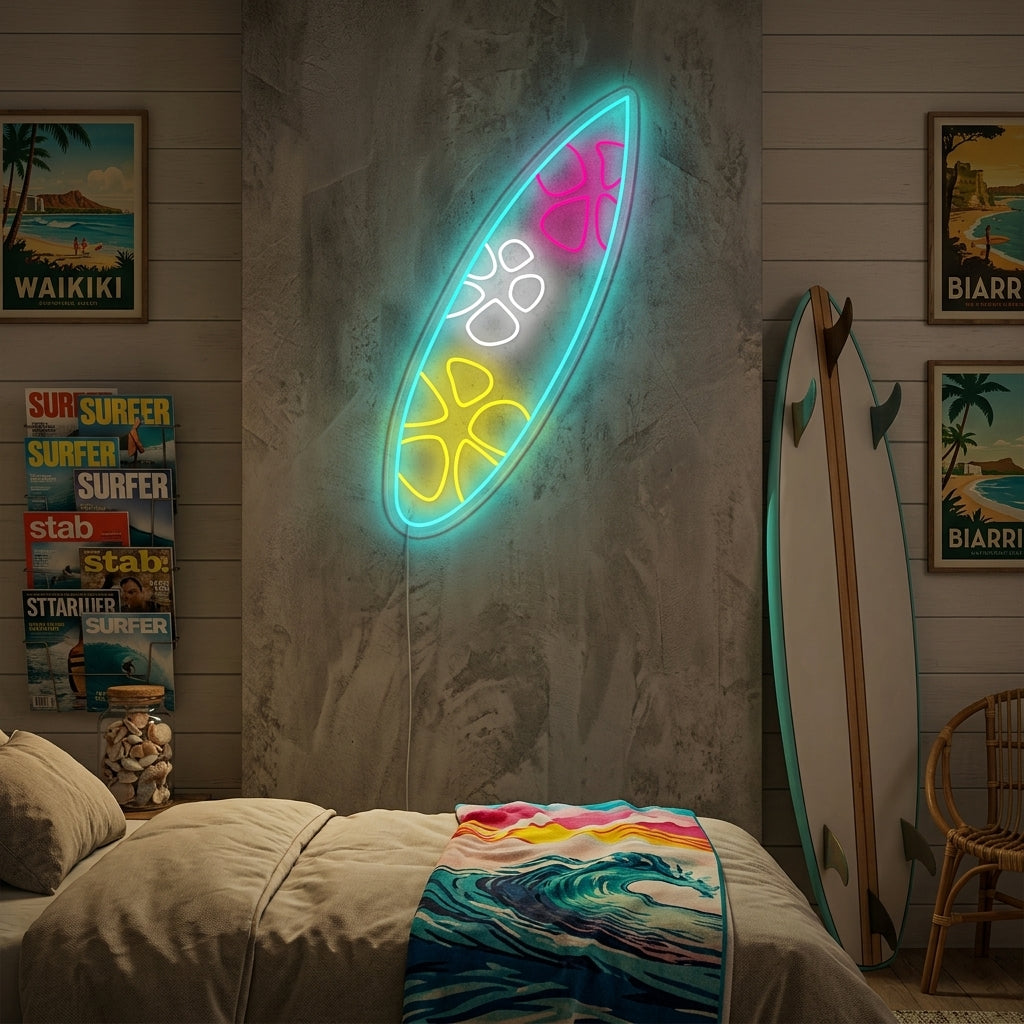 "Surfebrett" Neonskilt